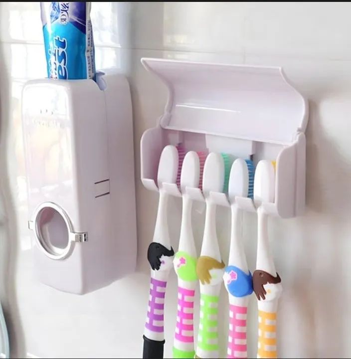 Dispenser Automático de Creme Dental e Suporte de Escovas