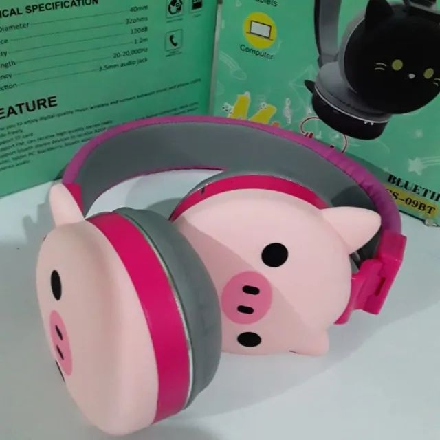 Fone De Ouvido Sem Fio Infantil Desenho Kids Bluetooth Fm Entradas Sd P2 - Foto 2