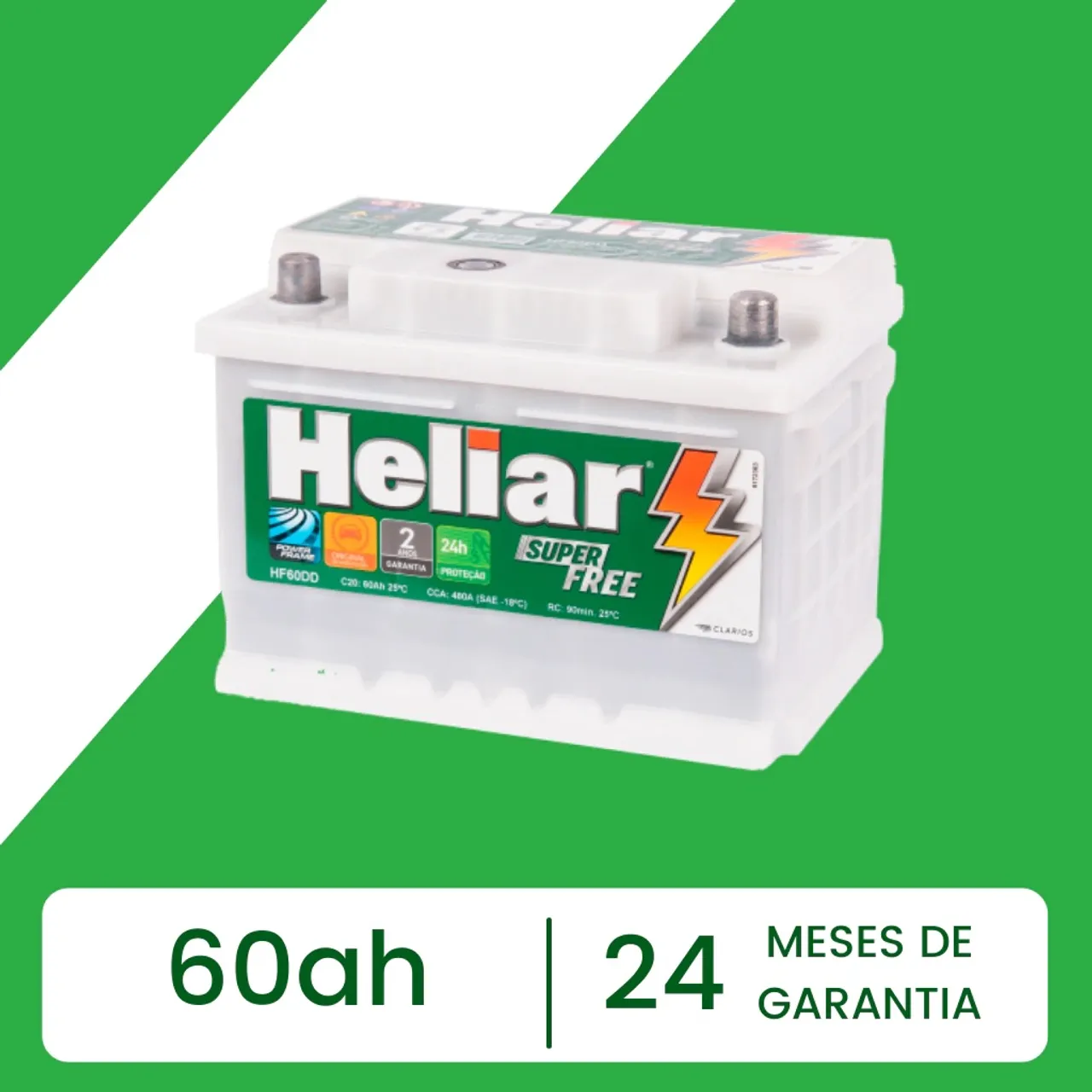 PROMOÇÃO !!! BATERIA HELIAR 60 amp 2 ANOS Garantia R$ 489,00 avista