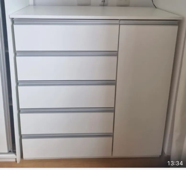 Cômoda  com Porta 5 Gavetas Branco - Foto 2
