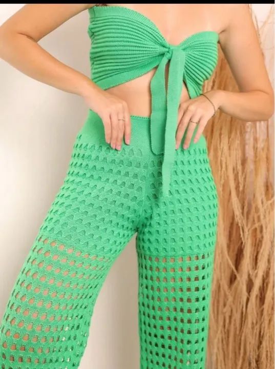 Conjunto Crochê Verde - Top e Calça - Foto 3