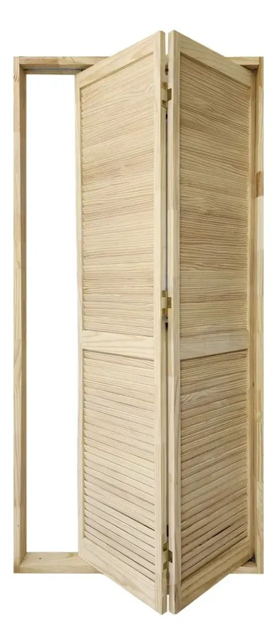 Porta Camarão Correr De Madeira 2,15x78,2 Veneziana Completo - Foto 2