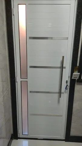 Porta de alumínio lambril branca 80cm - Mega oferta imperdível!