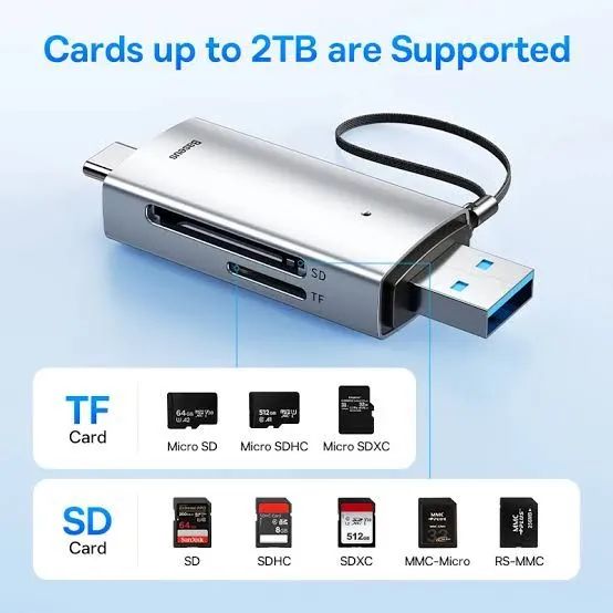 Leitor de Cartões SD e TF Baseus USB 3.0 - Foto 2