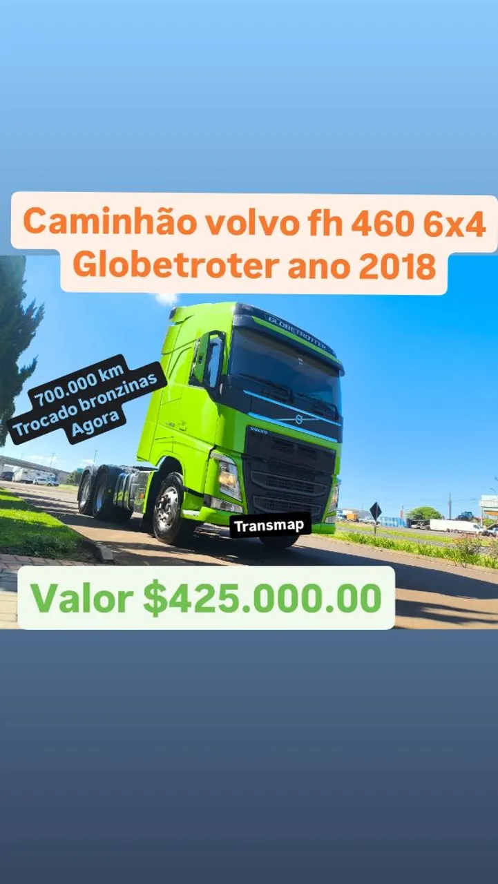 Caminhão volvo fh 460 6x4 Globetroter ano 2018