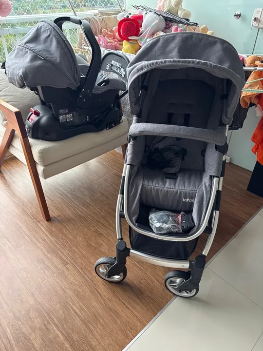Vendo kit carrinho + bebê conforto + isofix