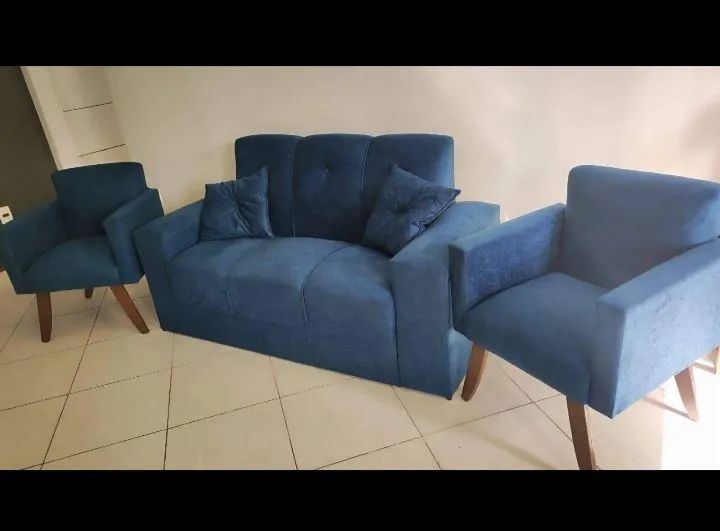 Conjunto Sofá 3 Lugares + 2 Poltronas várias cores / pague na entrega  - Foto 2