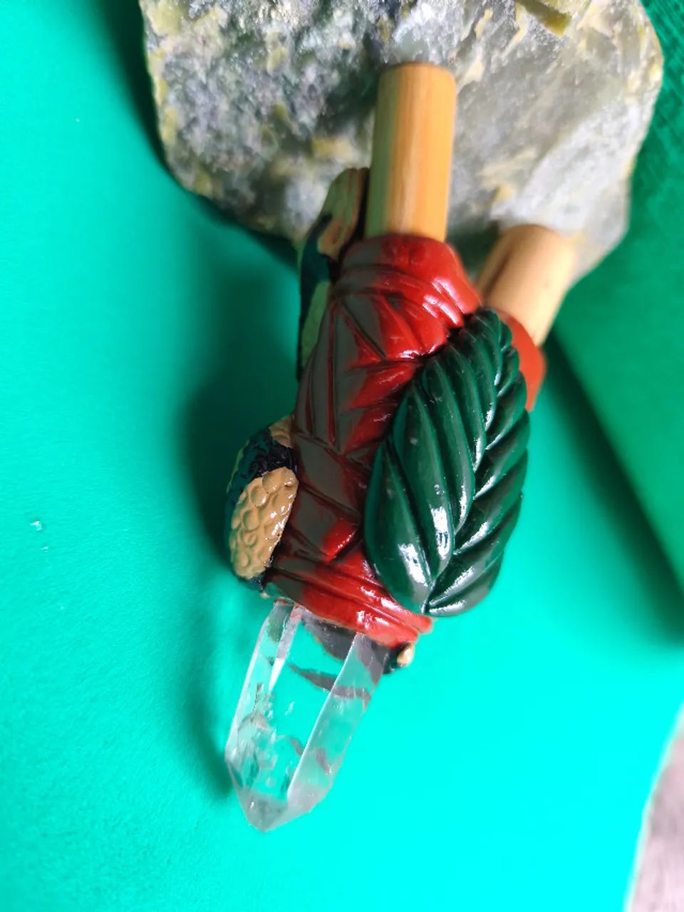 Kuripe Autoaplicador Rapé Personalizado com Ponta de Cristal de Quartzo - Foto 3
