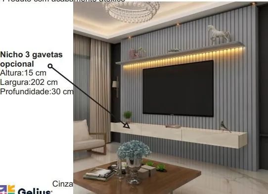 PAINEL NOBRE RIPADO 100% MDF COM LED  - Foto 5