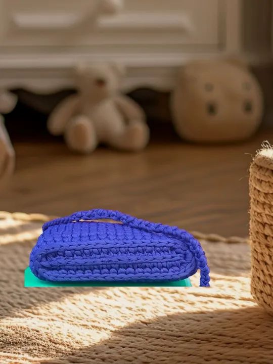 Bolsa Azul Marinho crochê  - Foto 4