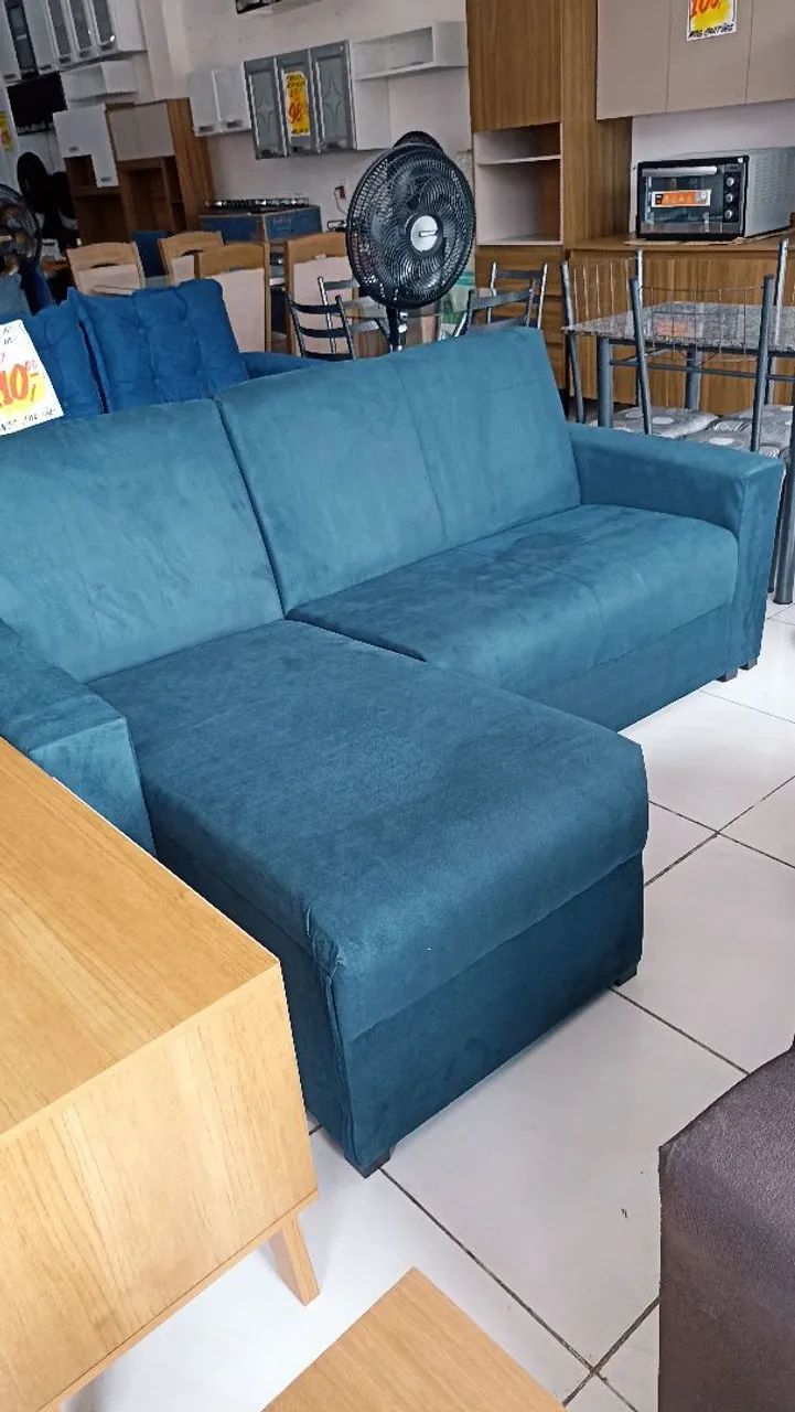 Sofá de Chaise Azul - Novo