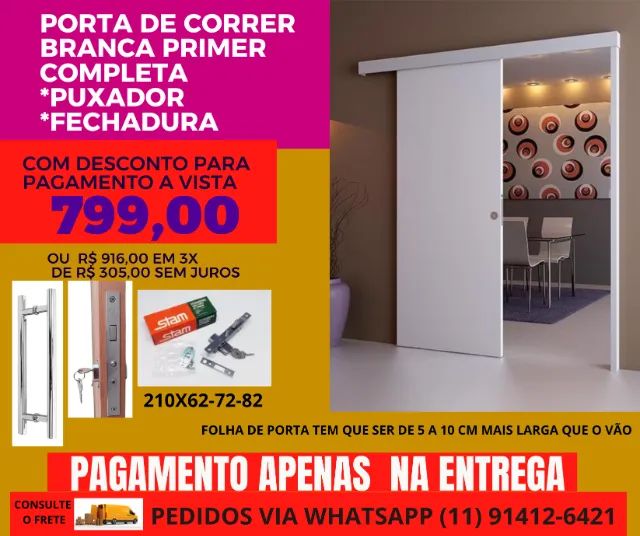 Porta Suspensa de correr 2.10 por 72 codg52  - frete a combinar