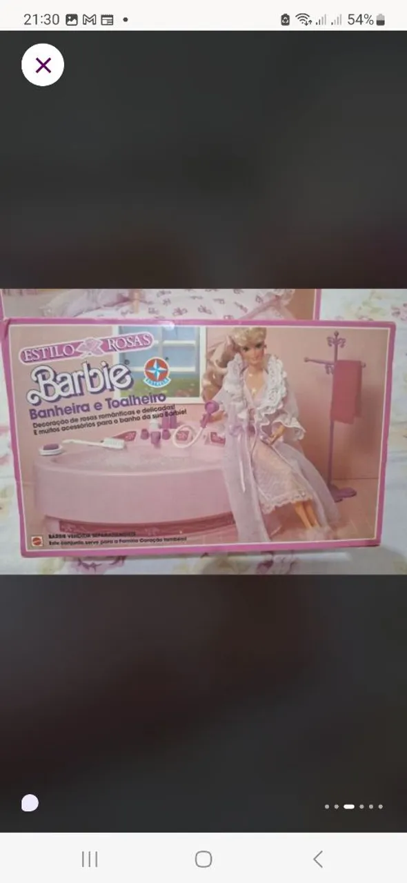Banheira e Toalheiro Barbie Estilo Rosas