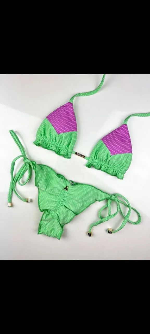 Biquíni Verde com detalhes em roxo da Sereia Praia 