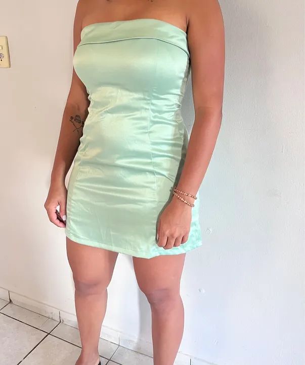 Vestido longo verde tomara que caia (02 em 01) - Foto 3
