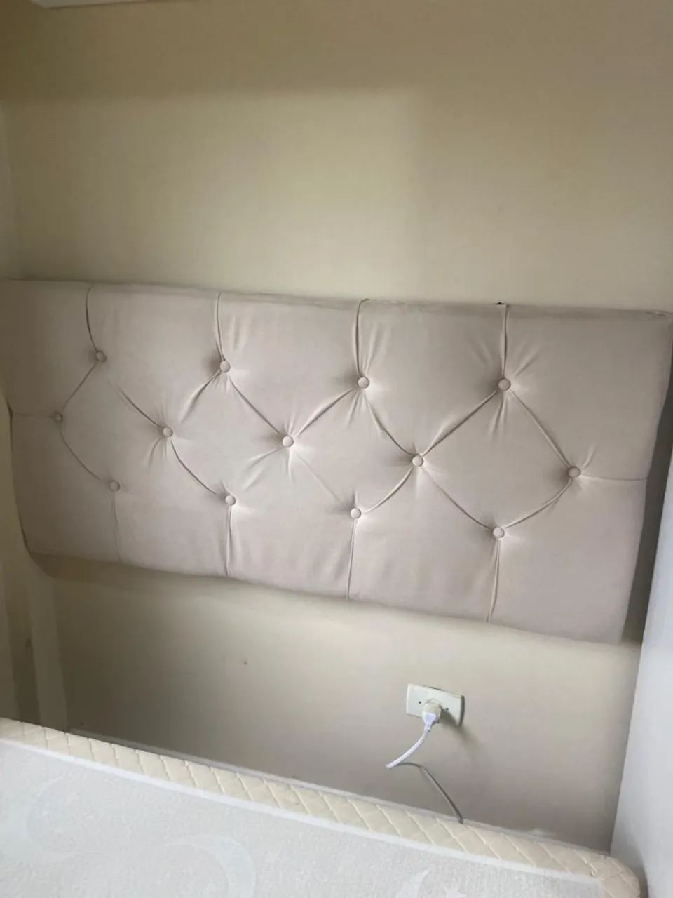 Beige Suede Headboard for Single or Double Bed