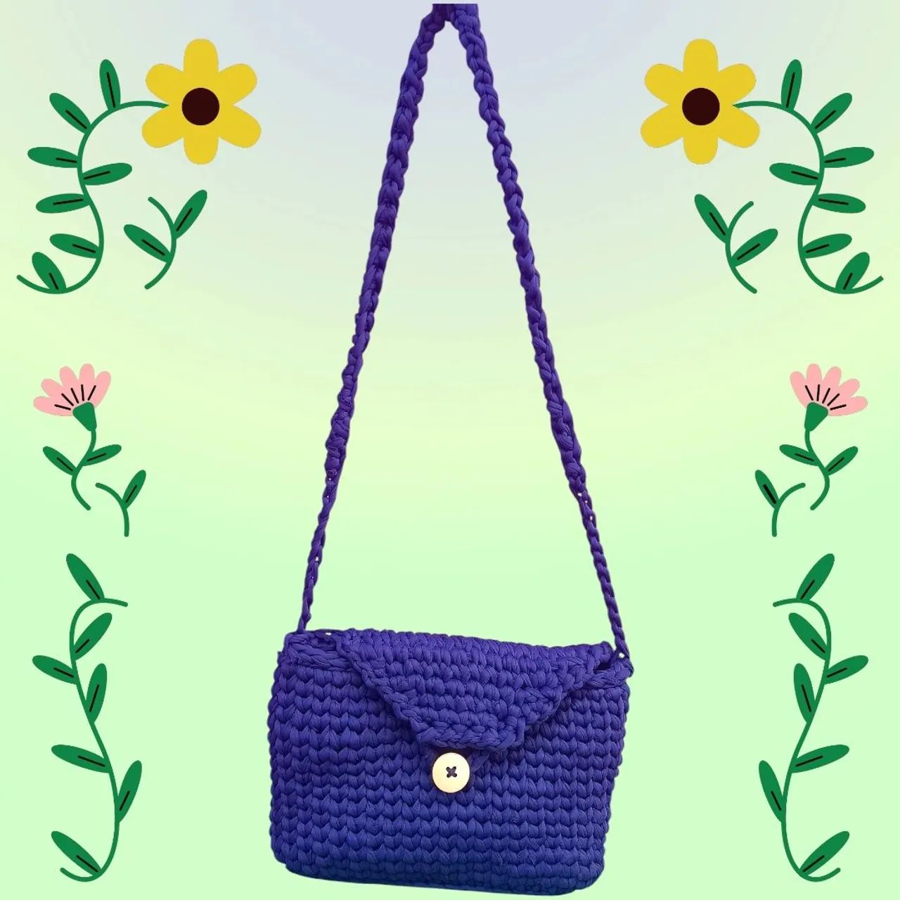 Bolsa Azul Marinho crochê  - Foto 5