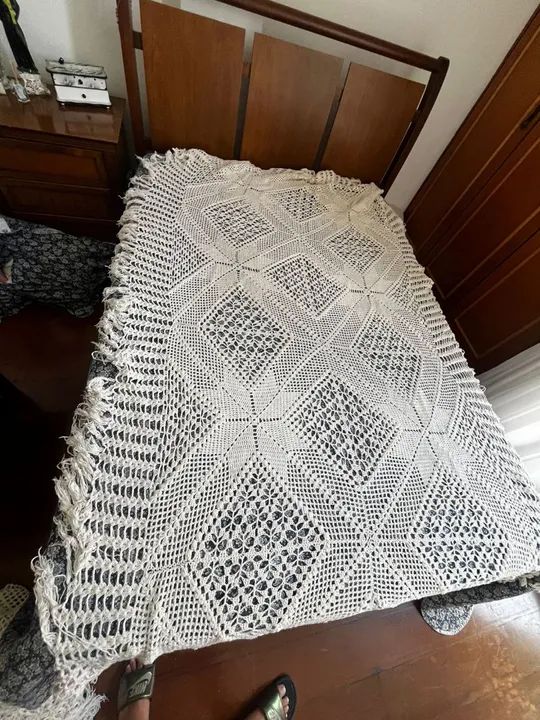 Colcha de Cama em Crochê - Solteiro