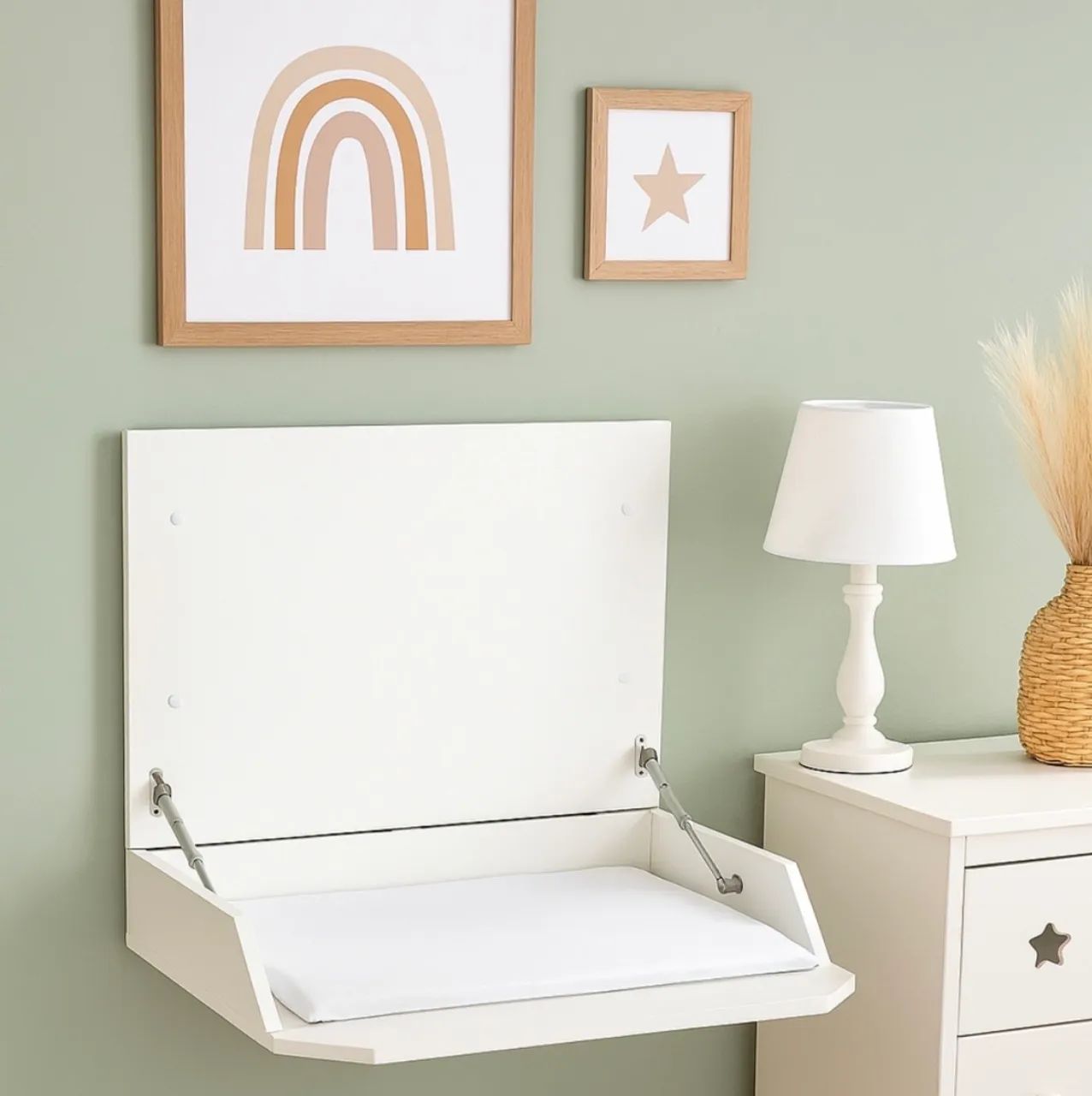 Trocador Bebê Fralda Fraldário De Parede Retrátil Dobrável Colchonete Dgi - Foto 4