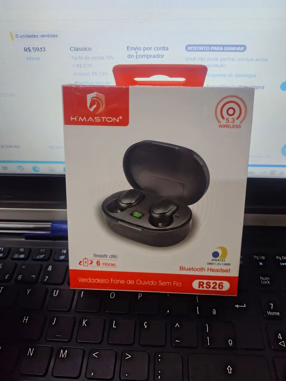 Fone De Ouvido Sem Fio Bluetooth 5.3 Tws Preto - Foto 3