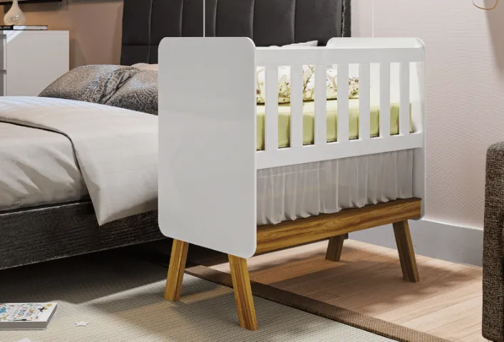 Mini Berço Guti Retro, 100% MDF - Peroba