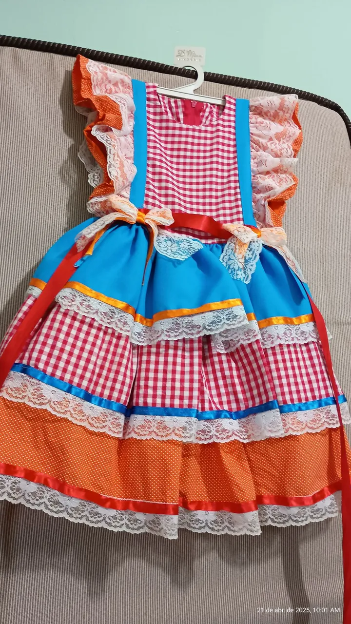 Vestido de Festa Junina Infantil - Tamanho 3 anos