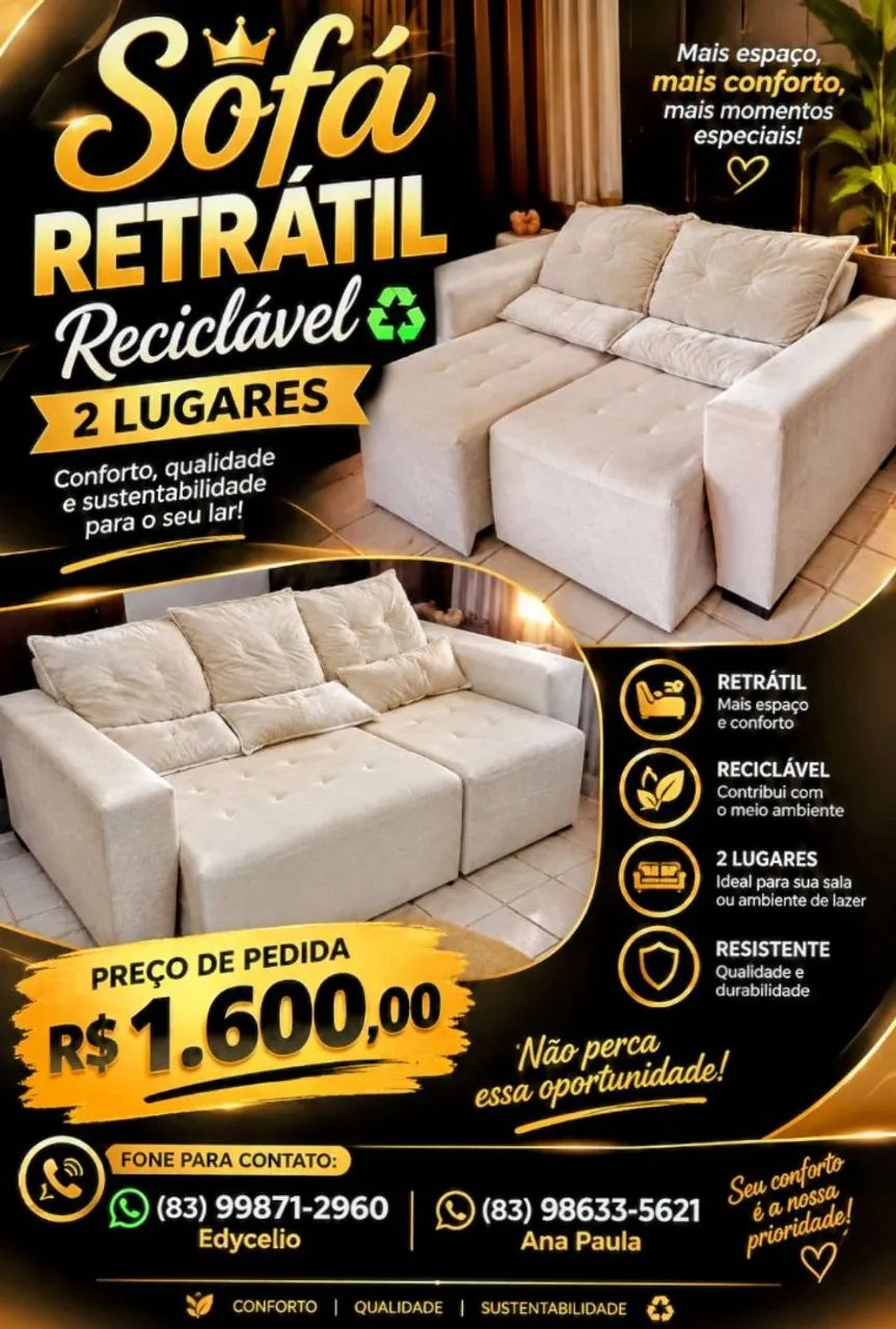 Sofá Retrátil Reciclável 2 lugares  - Foto 5