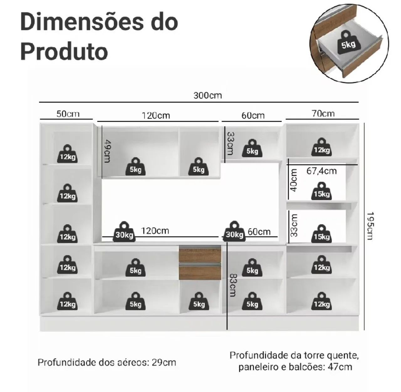 Armário de Cozinha Completa 100% MDF - Foto 2