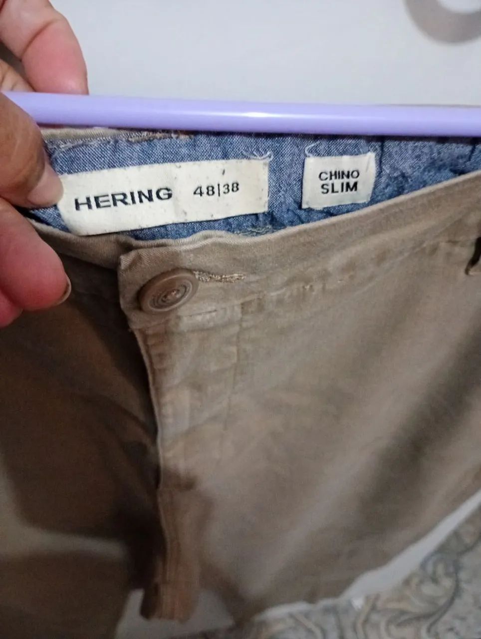 Calça masculina bege Hering . - Foto 2