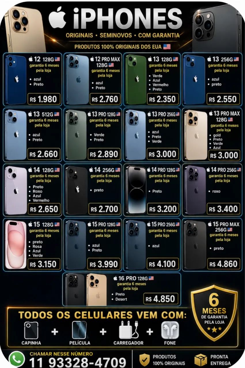 iPhones seminovos 