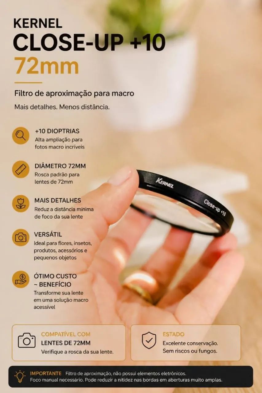 Filtro kernel close UP para Canon 