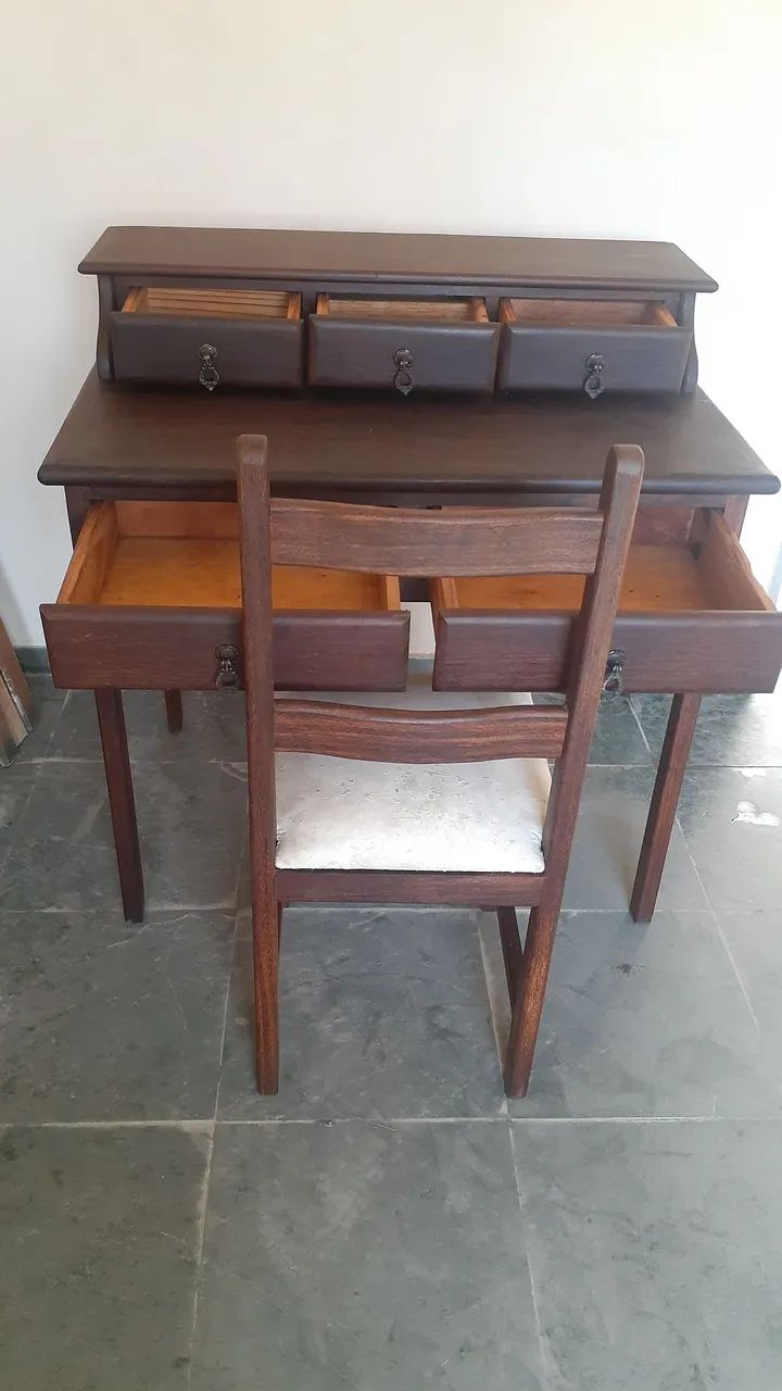 Escrivaninha mesa 5 gavetas sucupira - Foto 3