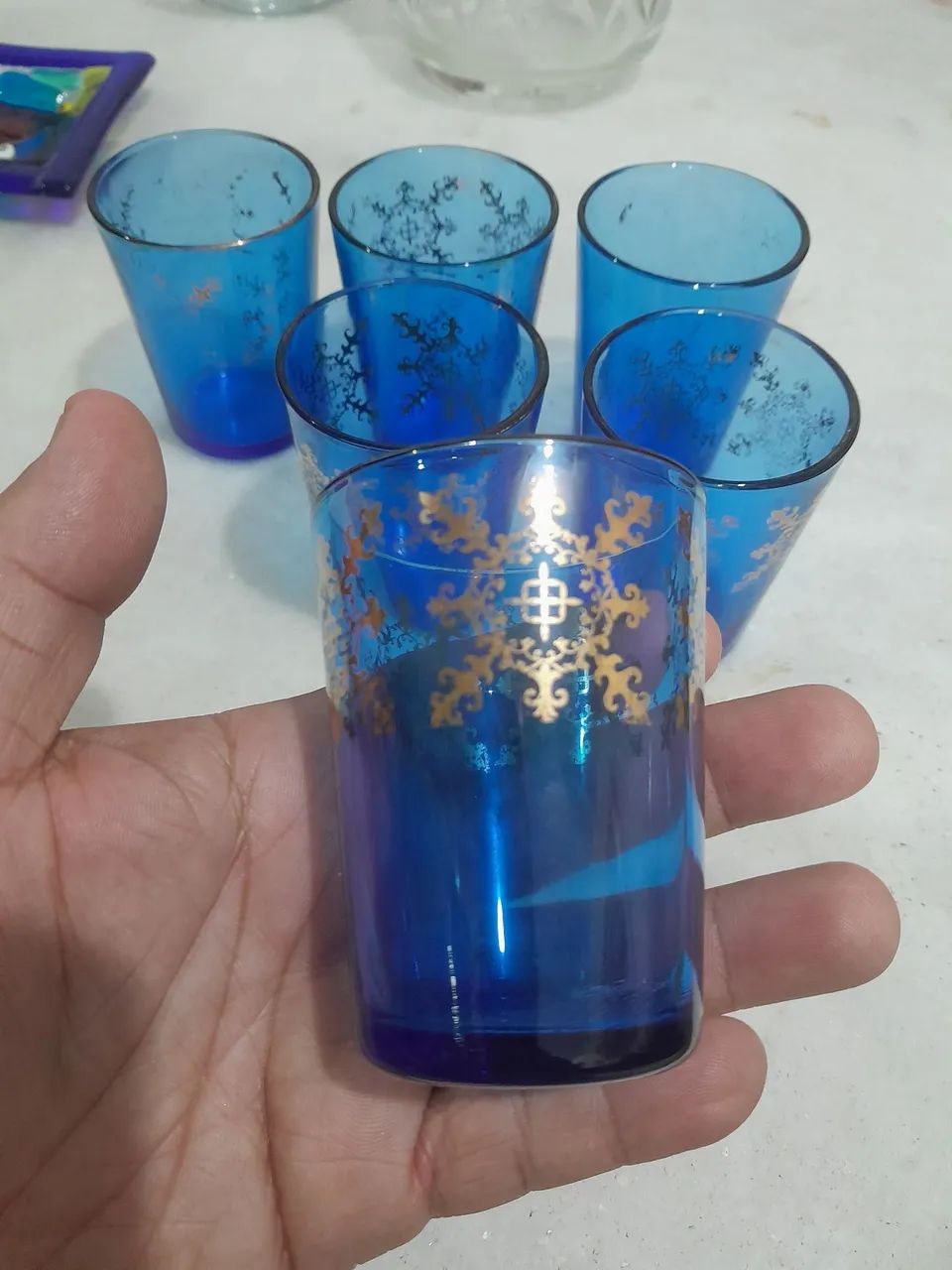 Conjunto 6 copos azuis para licor - Foto 5
