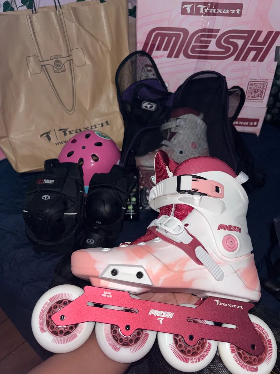 Patins Profissional + Kit + Mochila própria usado uma vez - Foto 3