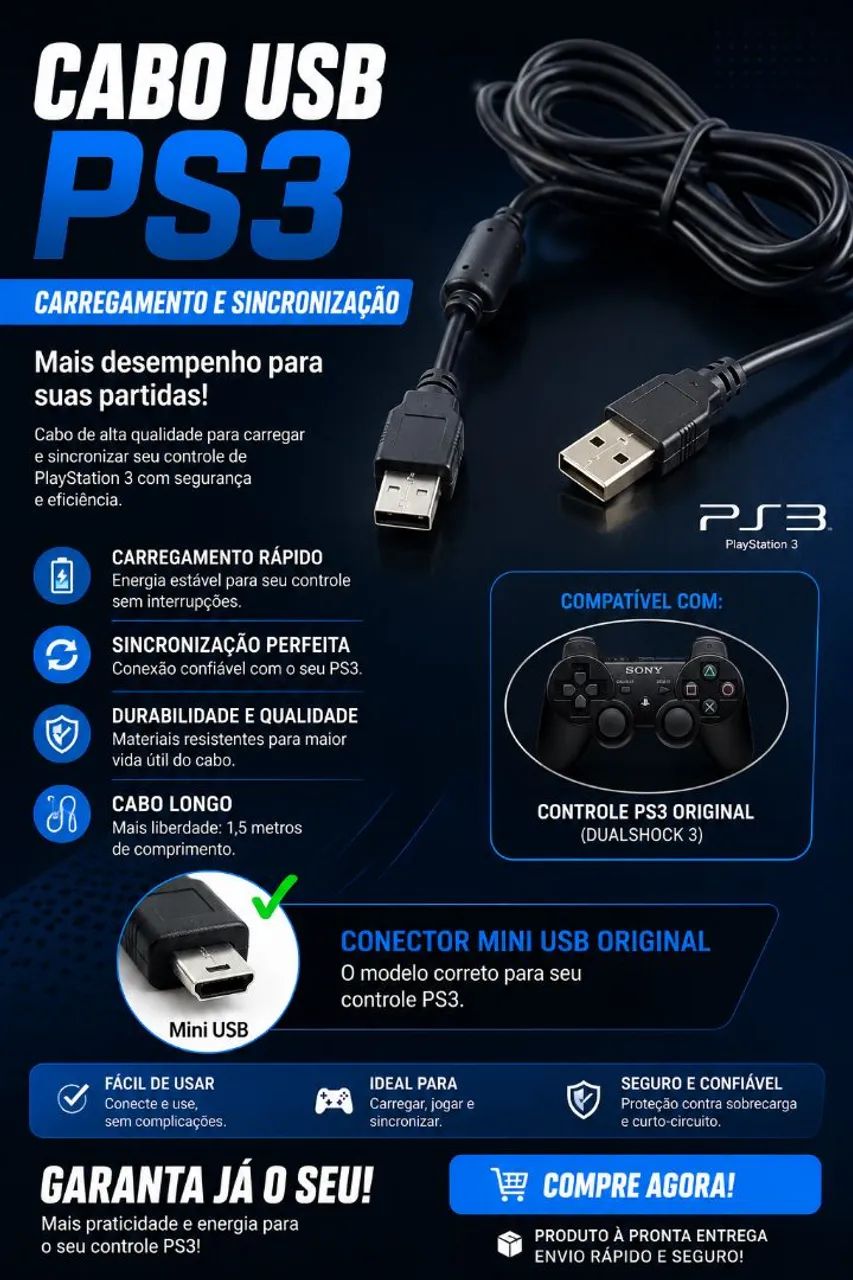 Cabo para PS3 e PS2
