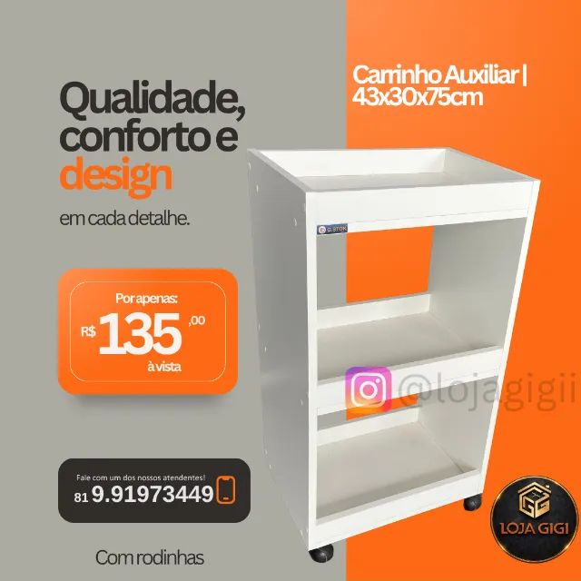 Carrinho Auxiliar com Rodinhas