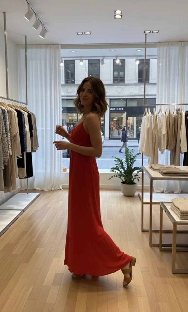 Vestido longo alças finas vermelho - Foto 4