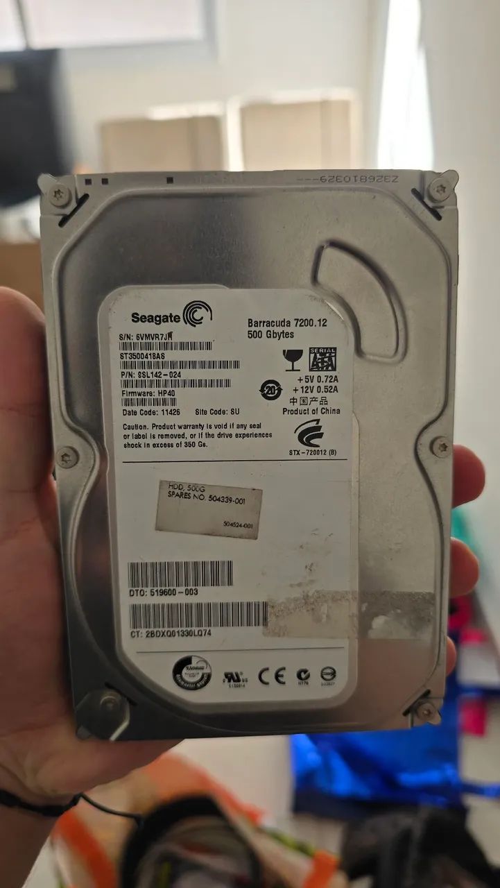 HD 500gb 100% de vida útil