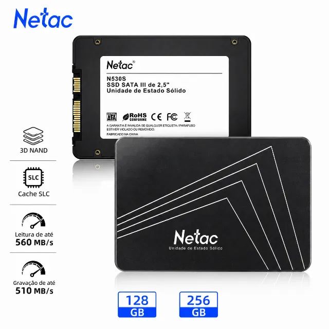 NOVO E LACRADO! SSD NETAC N530S 256GB SATA III 2,5