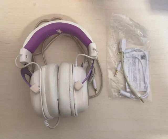 Headset Gamer Havit H2002D Branco e Roxo | Driver 53mm | Microfone | P2 3,5mm