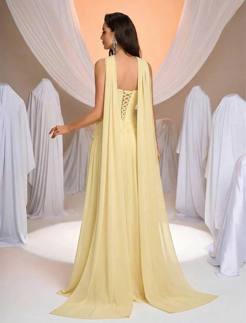 Vestido de festa amarelo manteiga  - Foto 5