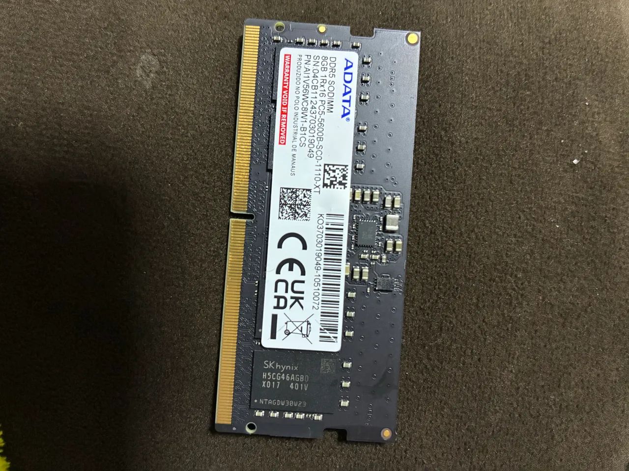Memória RAM ddr5 8gb Adata 56000 notebook 