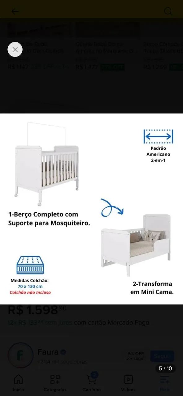 Vendo ber ço Americano novo - Foto 2