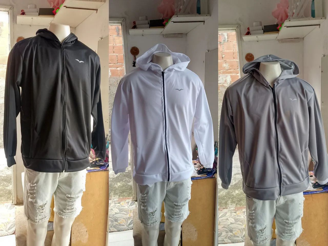 Casacos GG veste G com zíper e Capuz R$60,00 cada na promoção! Novos!