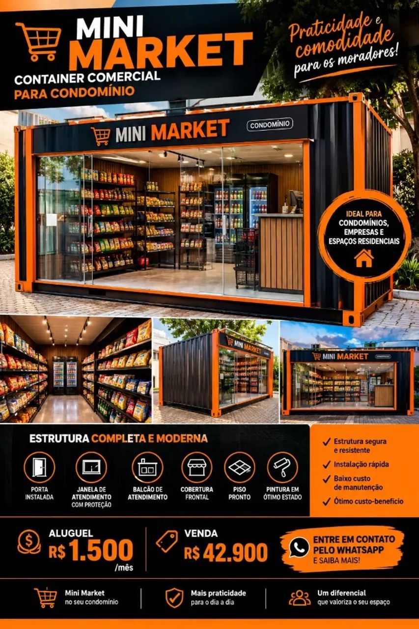 CONTAINER COMERCIAL - LOJA / MINI MERCADO / AÇAÍ / CELULAR / STAND DE VENDAS