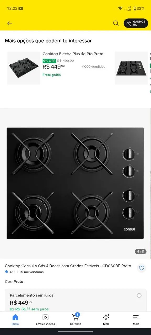 Cooktop Consul 4 bocas 