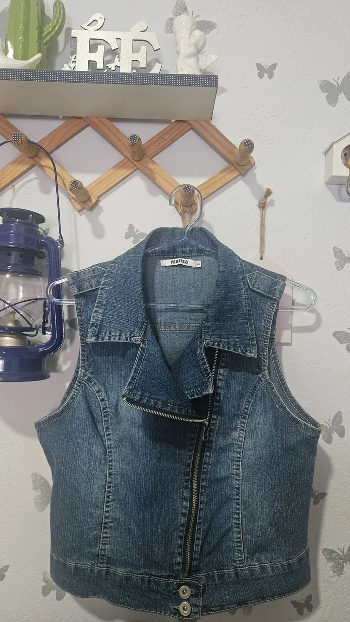 Colete jeans feminina 