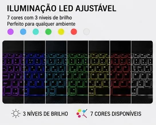 Teclado Retroiluminado Sem Fio Bluetooth Para Android Ios - Foto 4