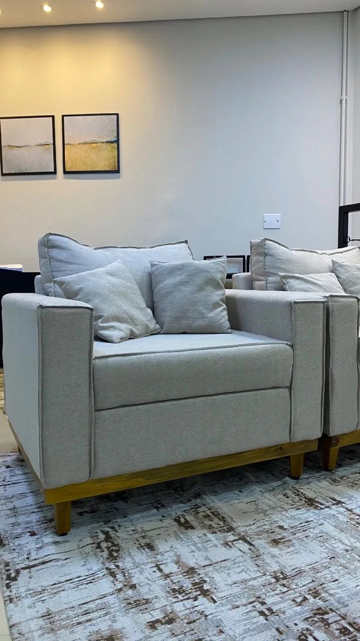 Conjunto de Sofá 3 lugares e duas Poltronas - Foto 4