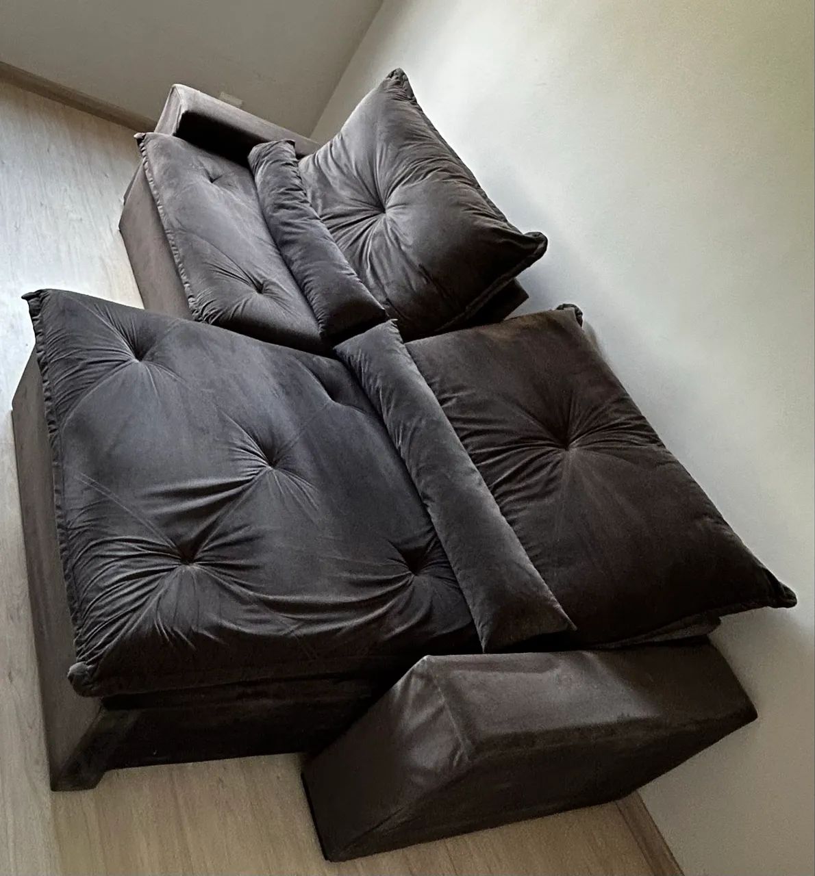 Sofá Retrátil e Reclinável 2,90m Suede Cinza - Foto 3